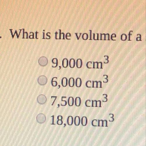 What is the volume of a square pyramid with base edges of 30 cm and a slant height of 25cm ANSWER CH