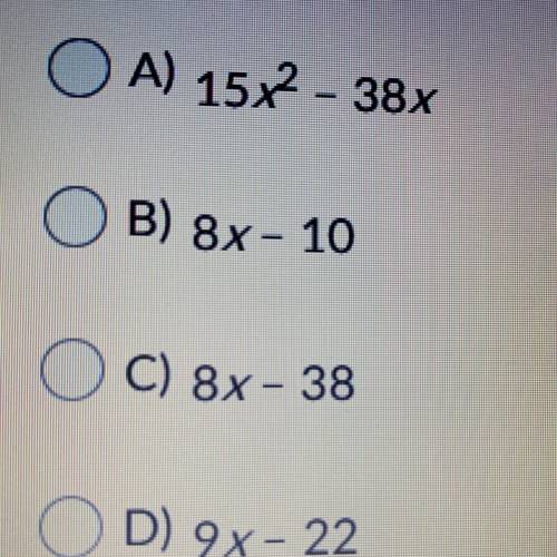 Which expression is equivalent to 3(x-6)+5(x-4)