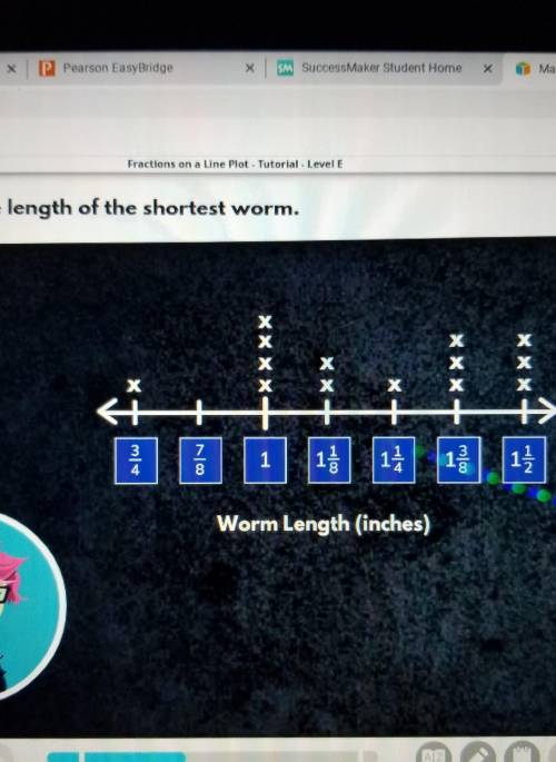 Click on the length of the shortest worm? is the question