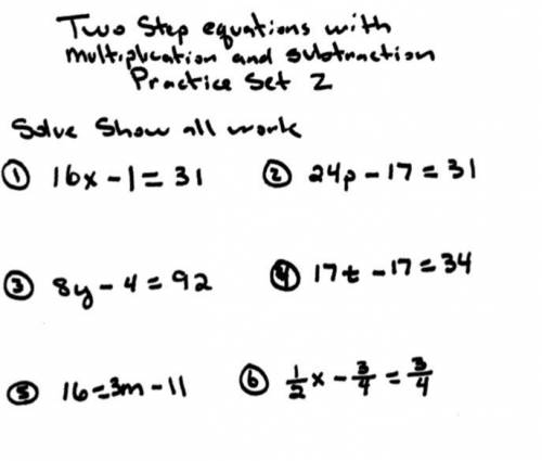 Please help. its Two Step Equation with multiplication and subtraction
