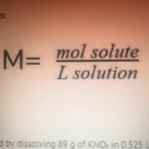 Will give brainliest  Calculate the molarity of a solution prepared by dissolving 89 g of KNO. in 0.