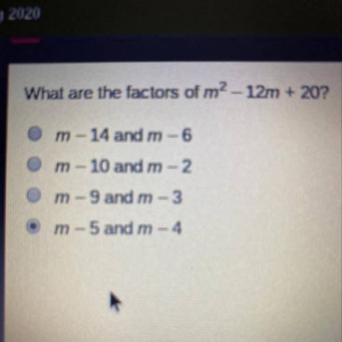 What are the factors of m squares minus 12m plus 20 ?