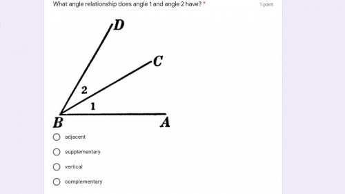 What angle relationship does angle 1 and angle 2 have?