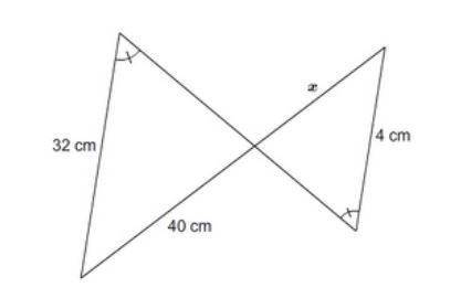 What is the value of x? a. 3 cm b. 4 cm c. 5 cm d. 4.5 cm