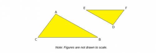 The 2 triangles above are similar. The length of BC is 42 feet. The length of CA is 21 feet. The len