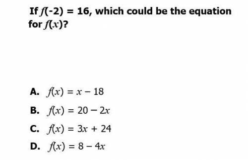 If f(-2) = 6, which could be the equation for f(x)?