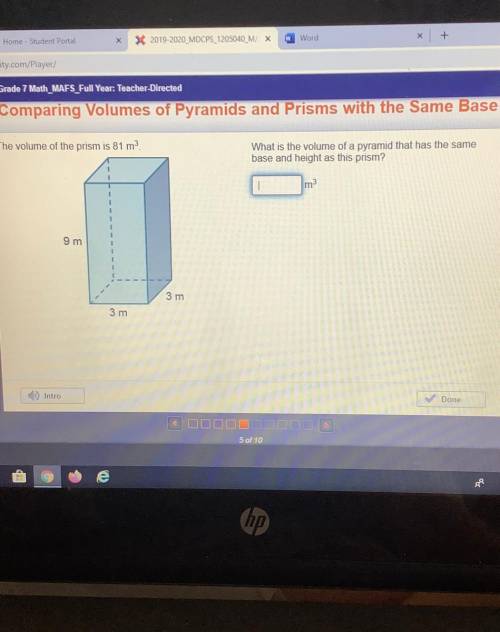 What is the volume of a pyramid that has the same base and height as this prism
