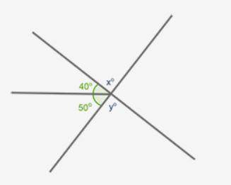 In the figure below, angle y and angle x form vertical angles. Angle x forms a straight line with th