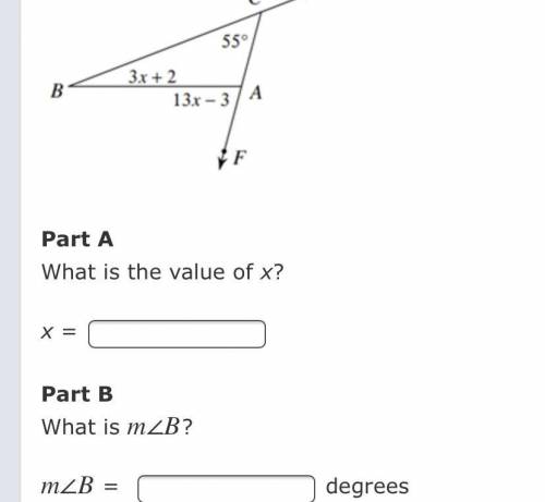 What is the value of x and what is angle b?