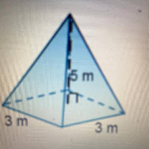 Which shows how to determine the volume of a pyramid? (3)(3)(5) V=2(365) V = 4(31(315) v=3(3165)