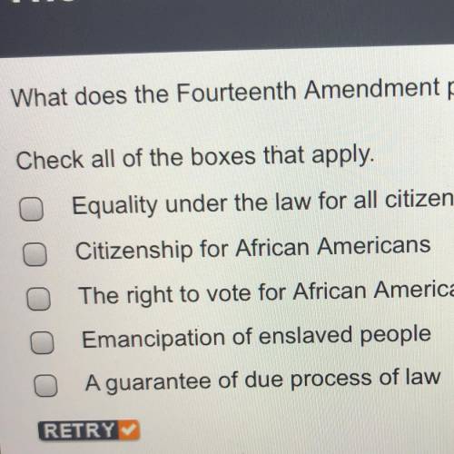 What does the Fourteenth Amendment provide? Check all of the boxes that apply.