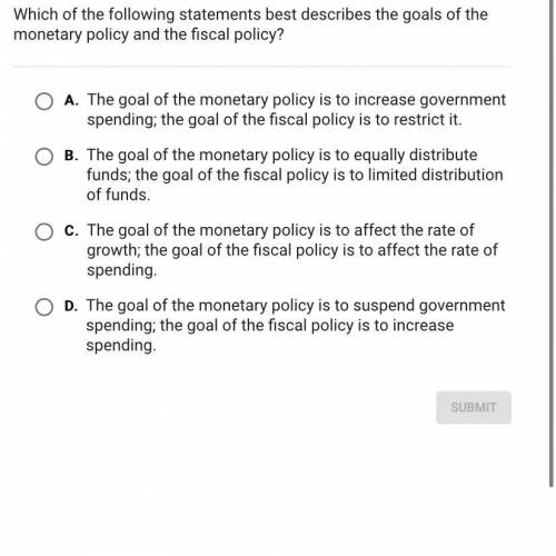 Which of the following statements best describes the goals of the monetary policy and the fiscal po