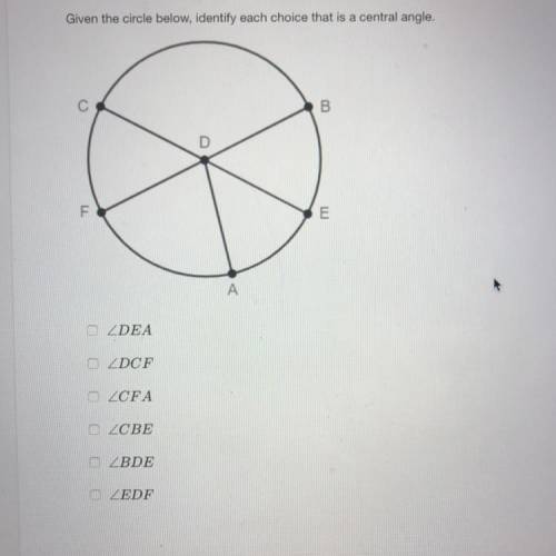 Please identify each that are central angles!!