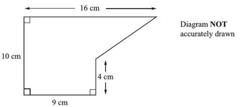 (6 points) The diagram below, shows a shape. Work out the area of the shape. ......cm^2