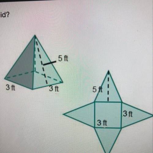 What is the surface area of the pyramid? 24 Square feet 37 square feet 39 square feet 69 square fee