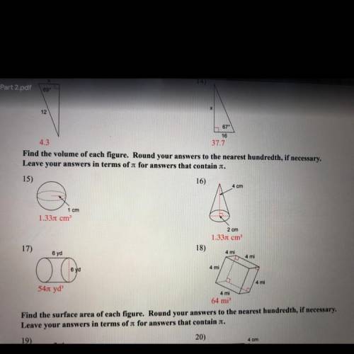 I need help with 16-18, please help, the answers are right there I just don’t know how to solve it.