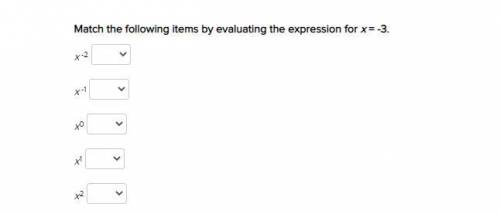 Match the following items by evaluating the expression for x = -3.