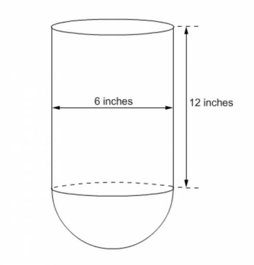 A machine part consists of a half-sphere and a cylinder, as shown in the figure.  The total volume