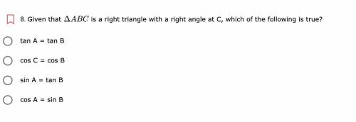 Given that ABC is a right triangle with a right angle at C, which of the following is true?
