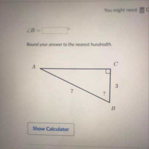 Angle B= round your answer to the nearest hundredth