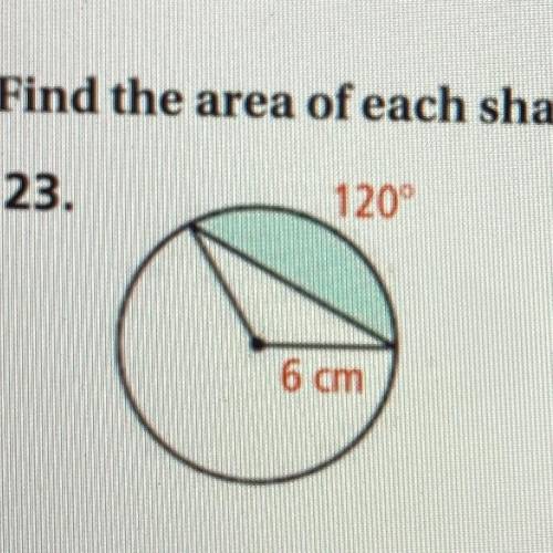 Find the area of each shaded segment in nearest tenth.