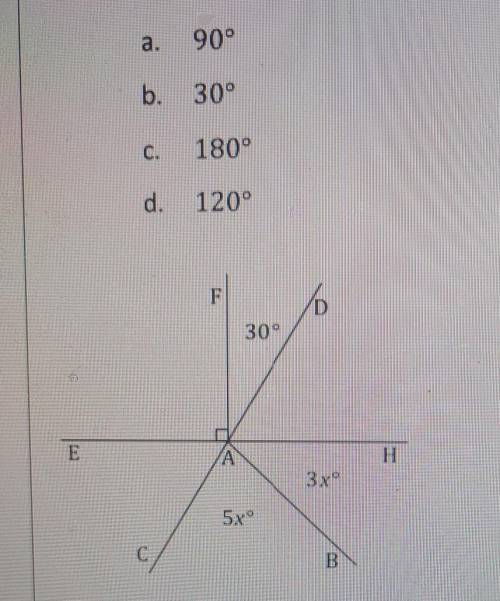 What is the measure of angle ZEAD ? a.90b.30c.180d. 120