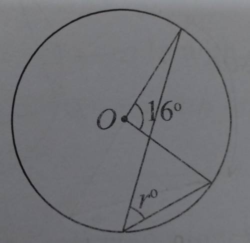 The following figure shows a circle with centre O Find the angle r . A 153°B 104°C 76°D 38°Please h