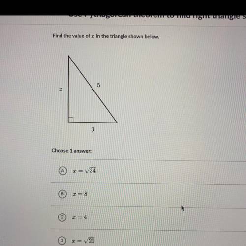 Find the value of X in the triangle shown below