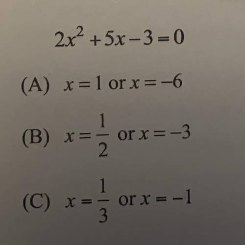 Solve the equation by using the quadratic formula.