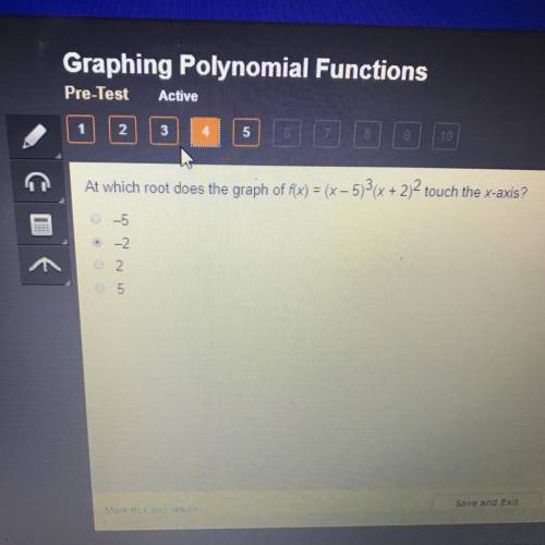 At which root does the graph of f(x) = (x - 53(x + 2)2 touch the x-axis?