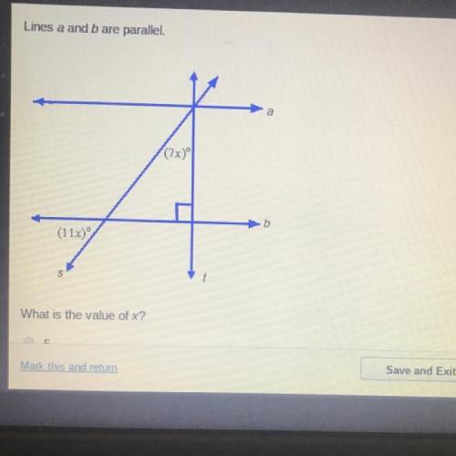 Lines a and b are parallel What is the value of x 5 10 35 55