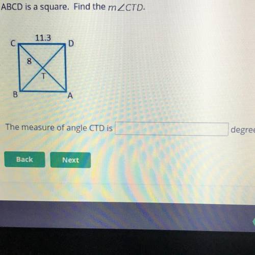 ABCD is a square. Find the measure of angle CTD