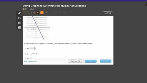 If another equation is graphed so that the system has no solution, which equation could that be?