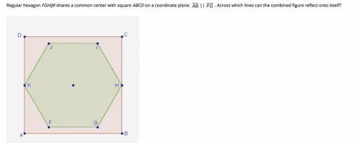 A. any of the perpendicular bisectors of the sides of the hexagon B. either diagonal of the square