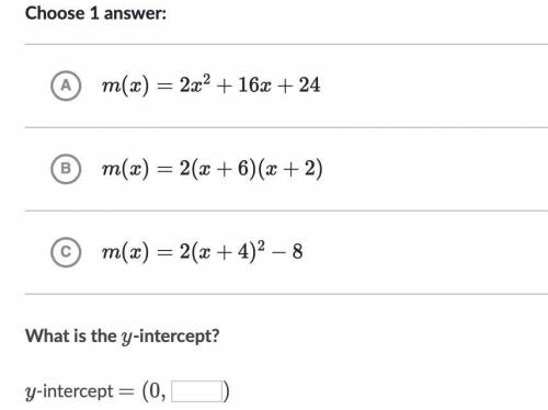 PLEASE HELP  The function m is given in three equivalent forms. Which form most quickly reveals the