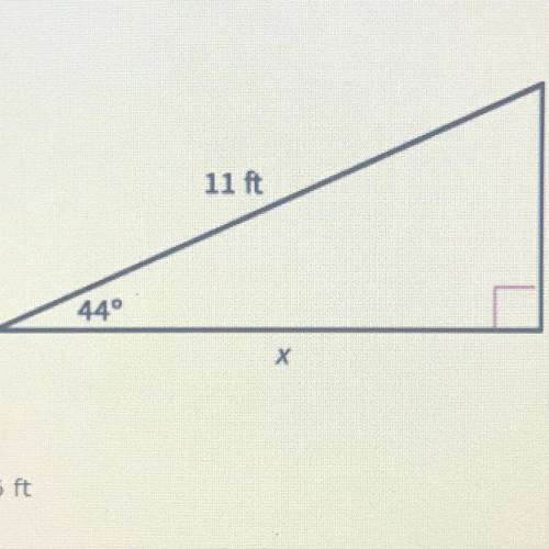 Find the value of x. Round the length to the nearest tenth.  a. 10.6ft b. 7.6ft c. 15.3ft d. 7.9ft
