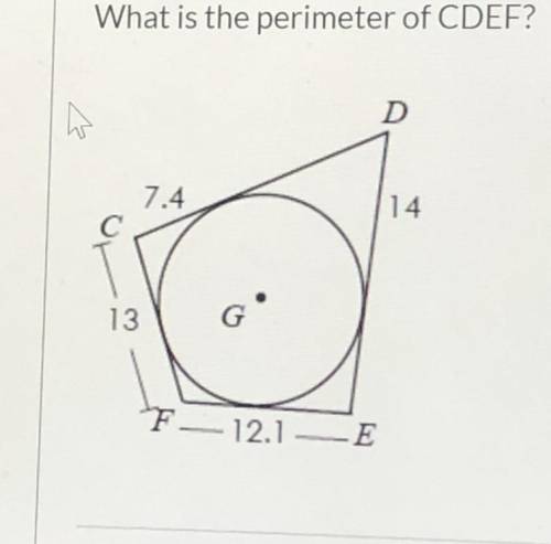 What is the Perimeter of CDEF A. 65 B. 60 C. 67 D. 70
