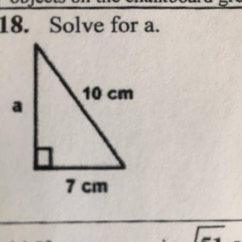 Solve for A using Pythagorean’s theorem.