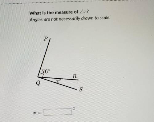 What is the measure of x?Angles are not necessarily drawn to scale.