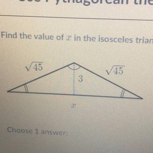 *15 points help easy question* Find the value of x in the isosceles triangle shown below. X=square