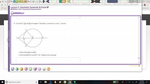 Please help!  In Circle o, pa and pb are tangents. The figure is not drawn to scale.  A. prove that