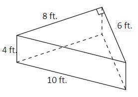 A wedge of cheese in the shape of a triangular prism is shown below. Find the surface area of the
