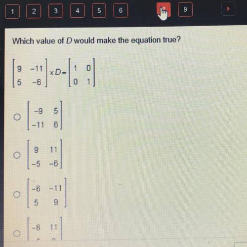 Please help Which value of D would make the equation true?