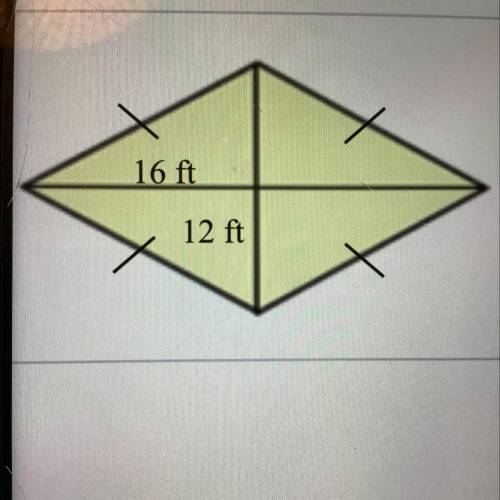 Find the area of the rhombus. Each indicated distance is half the length of its respective diagonal
