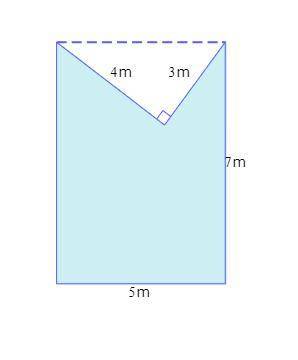 A right triangle is removed from a rectangle to create the shaded region shown below. Find the area