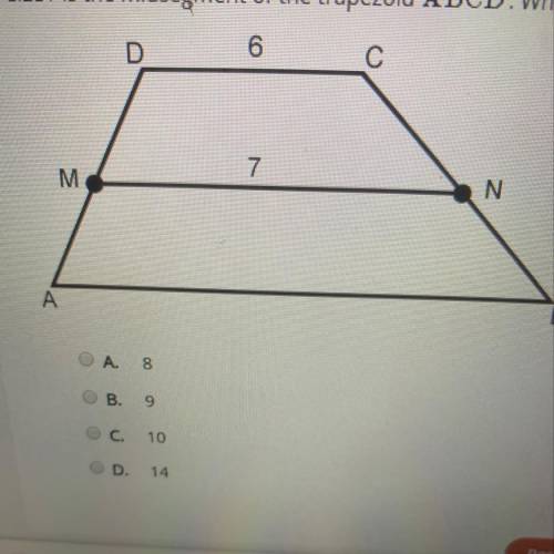 MN is the midsegment of the trapezoid ABCD. What is the length of segment AB?