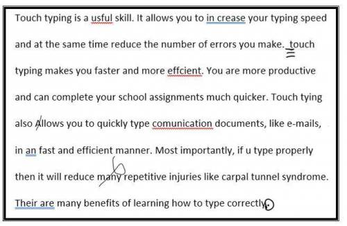 Review the paragraph below for proofreading errors. Remember that built-in spelling and grammar che