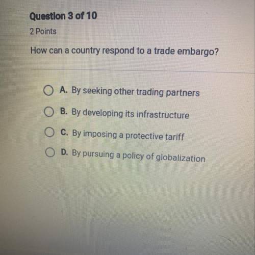 How can a country respond to a trade embargo?