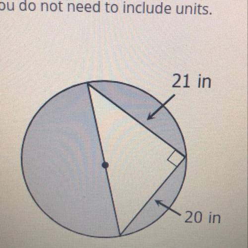Find the area of the shaded region. You do not need to include units. 21 in 20 in