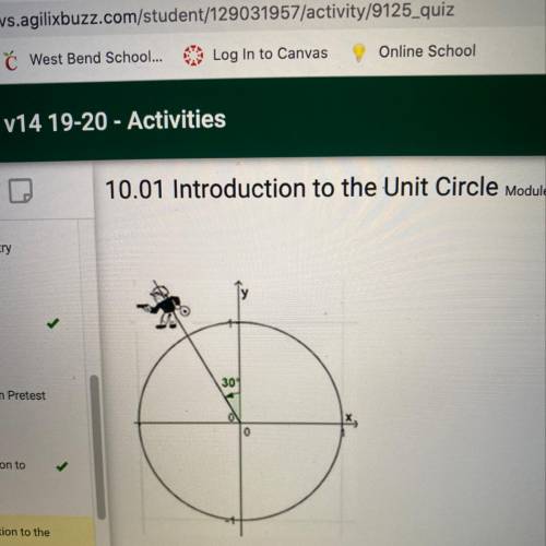 What is the angle of fire in standard position on the unit circle in both degrees in radians